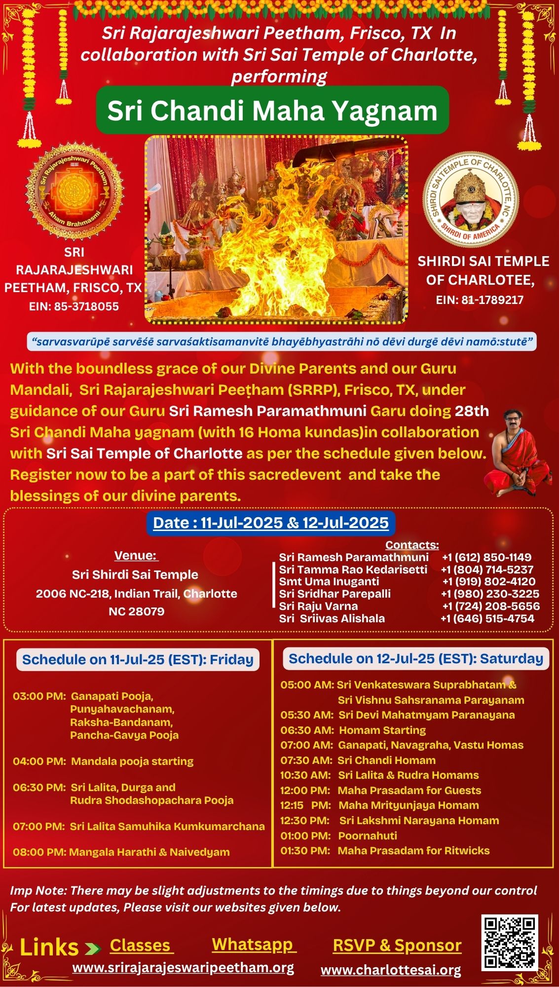 Sri Chandi Homam Charlotte NC 12 July